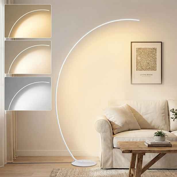 TEMU Obloukové stojací lampy do obýváku, stmívatelná LED oblouková stojací lampa se 3 barevnými teplotami, 65" moderní vysoká lampa s dálkovým