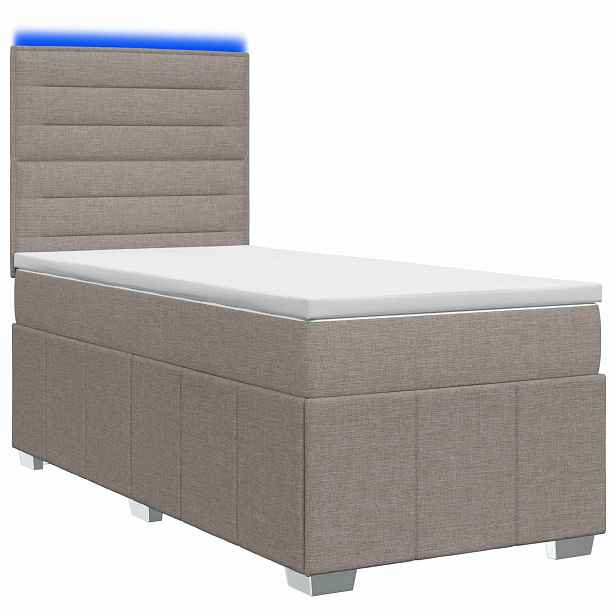 vidaXL LED rošt s matrací s LED pásky s čelo Taupe 100 x 200 cm Textil