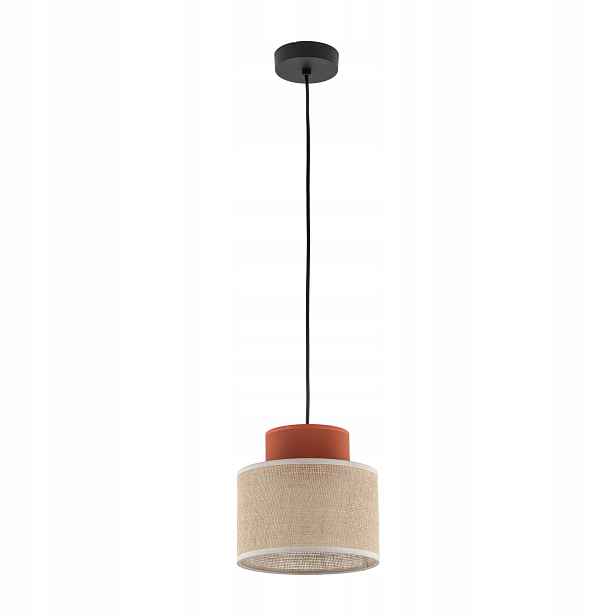 Závěsná lampa Duo černá stínidlo juta 1xE27 20 cm Skandinávské Osvětlení