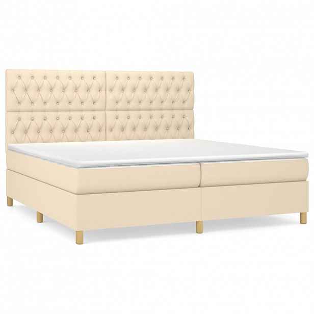 vidaXL Box spring postel s matrací krémová 200x200 cm textil