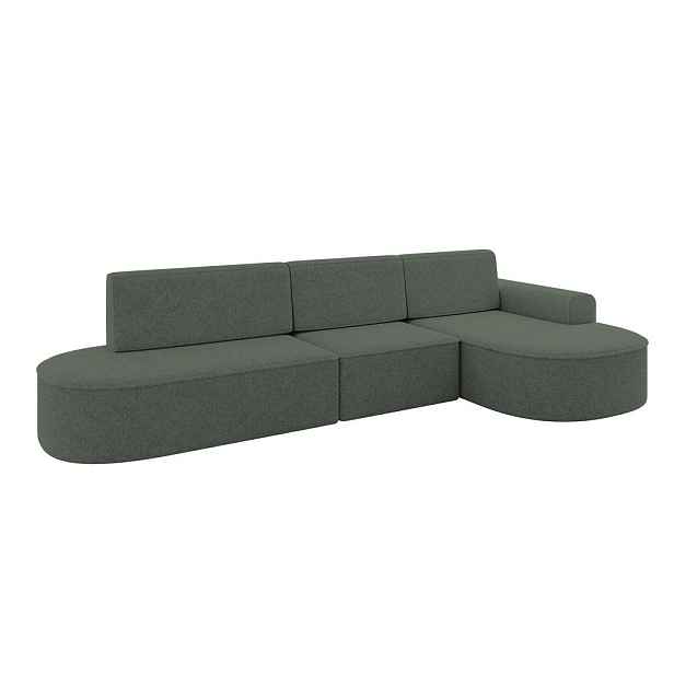 ALTDECOR ROHOVÁ SEDAČKA s funkcí spaní a otomanem, pravá MARI-L2-S 368x167x85 Zelená Žinylka