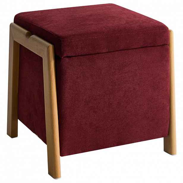 Beliani PUF s úložným prostorem Látka 45 cm Burgundsky červený Edland