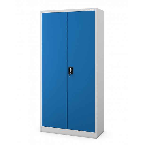 Kancelářská kovová skříň JAN: šedo-modrá 90x185 cm