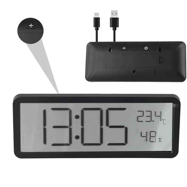 Nástěnné Hodiny S LCD Obrazovkou, Obdélníkové, S Teplotou Do Domu Usb