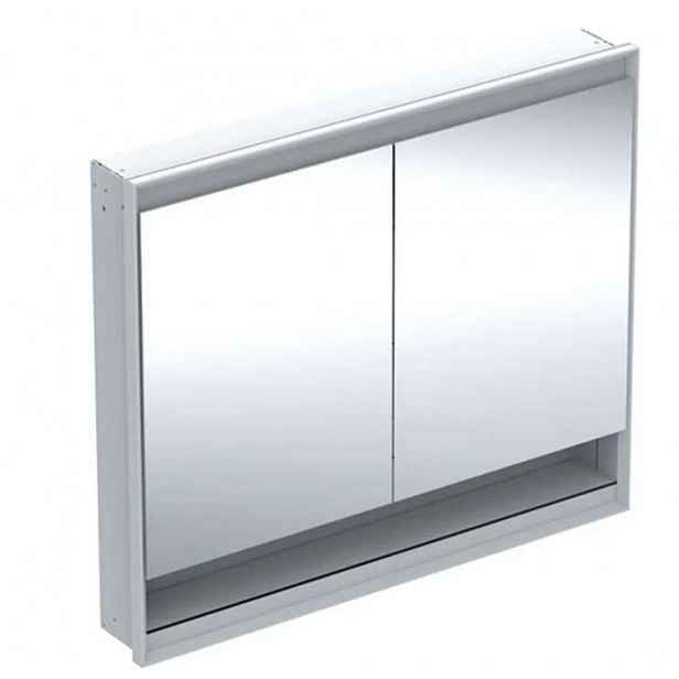 Geberit ONE - Zrcadlová skříňka s LED osvětlením, 105x90x15 cm, 2 dvířka, s nikou, vestavná, hliník 505.824.00.1