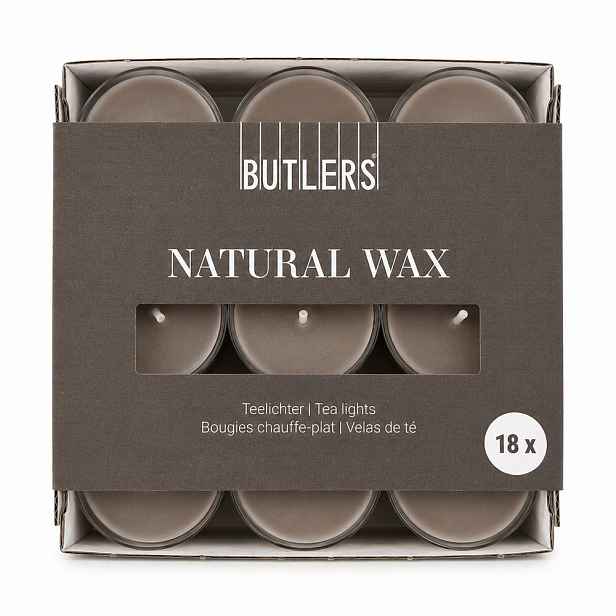 NATURAL WAX Čajové svíčky 18 ks - šedohnědá