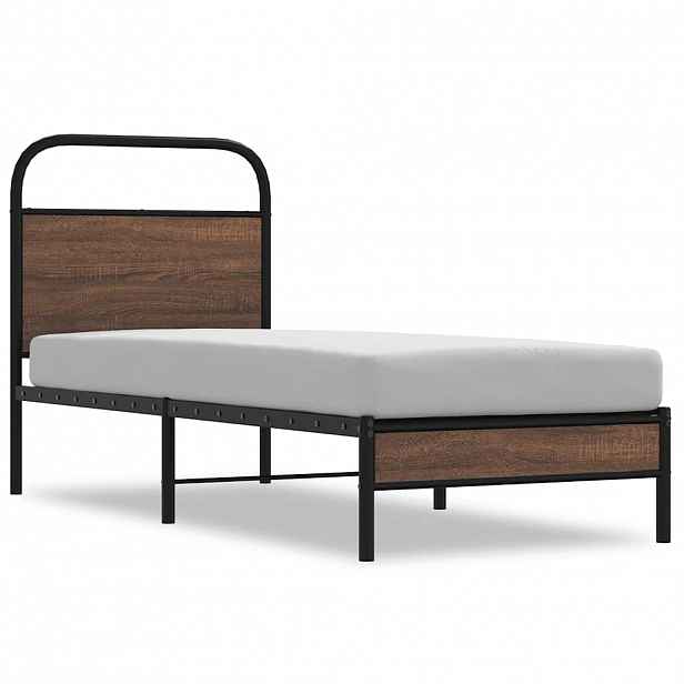 vidaXL Rám postele bez matrace 75x190 cm hnědý dub kompozitní dřevo
