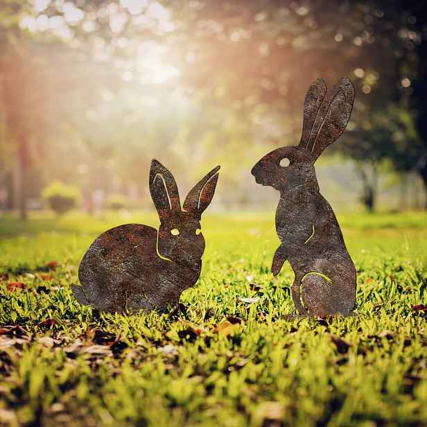 Decorative Garden Object Set (2 Pieces) Rabbits -A 01