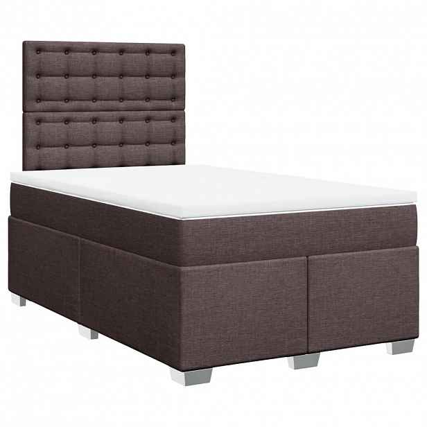 vidaXL Box spring postel s matrací tmavě hnědá 120x190 cm textil