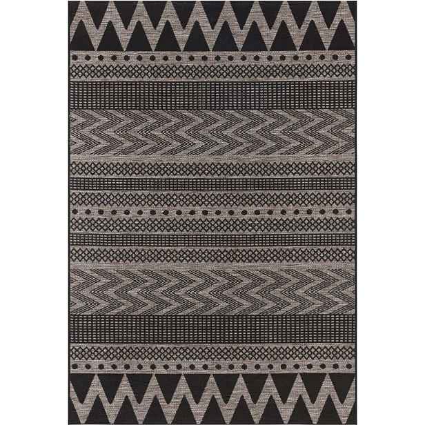 Černý koberec typu sisal, plochý na terasu, vnější vnitřní rozměr 160x230