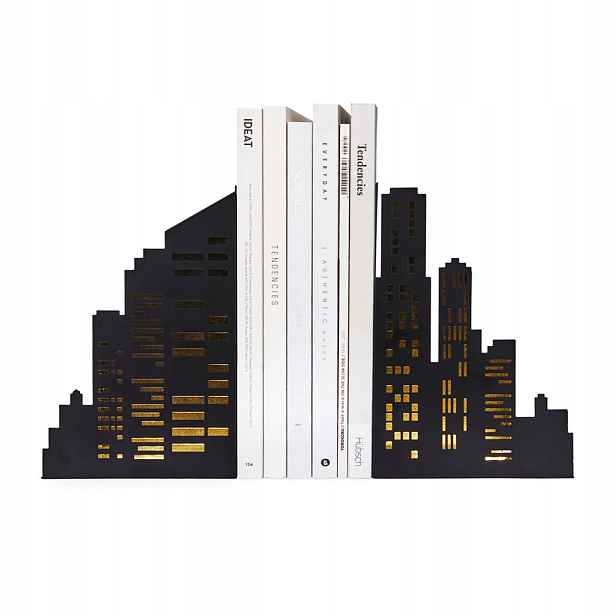 Opěrky na knihy Skyline s Led podsvícením, černé, sada 2 ks, na