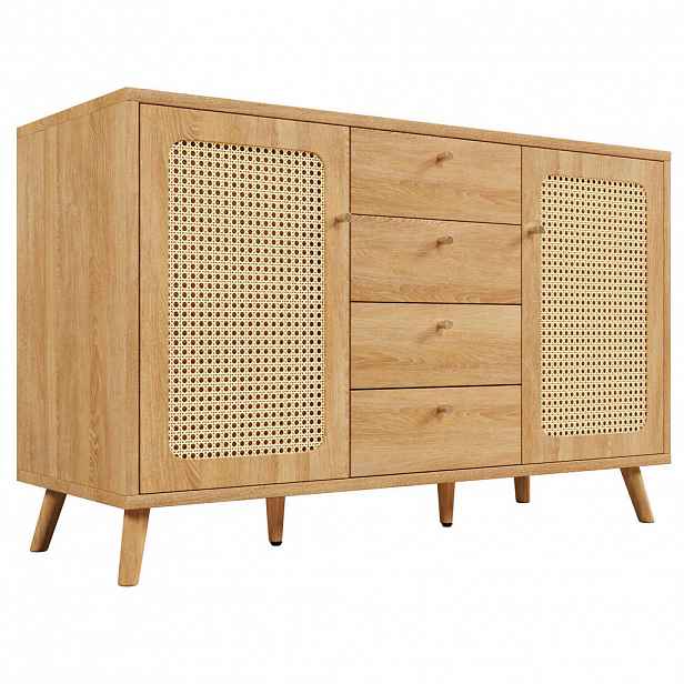 Urban Meuble KOMODA ratanový vzhled 140 cm, 4 zásuvky