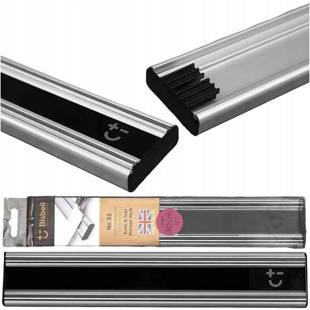 Bisbell Zrcadlová magnetická lišta černá na Nože 30 cm 300 mm BMKR32-30BK