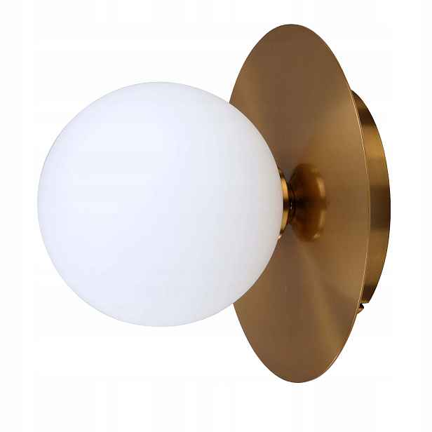 Nástěnná lampa zlatá skleněná bílá koule kulatý do ložnice Light Prestige