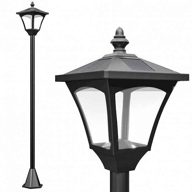 Outsunny SOLÁRNÍ lucerna s LED zahradní lucernou, cestní svítidlo 30 lumenů, výška 120 cm, černá