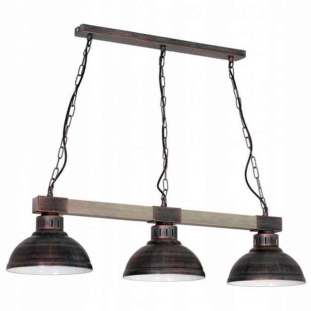 Trojitá závěsná lampa na dřevěném trámu Hakon 9058 Luminex