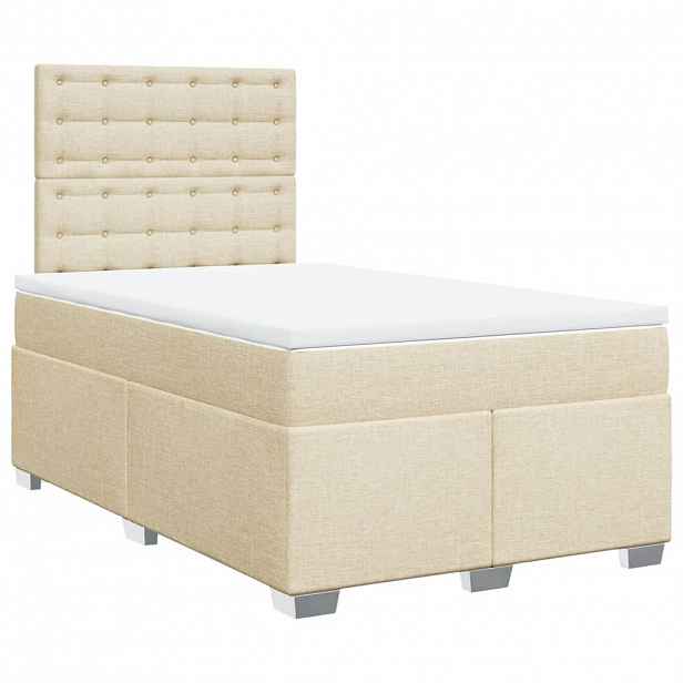 vidaXL Box spring postel s matrací krémová 120x190 cm textil