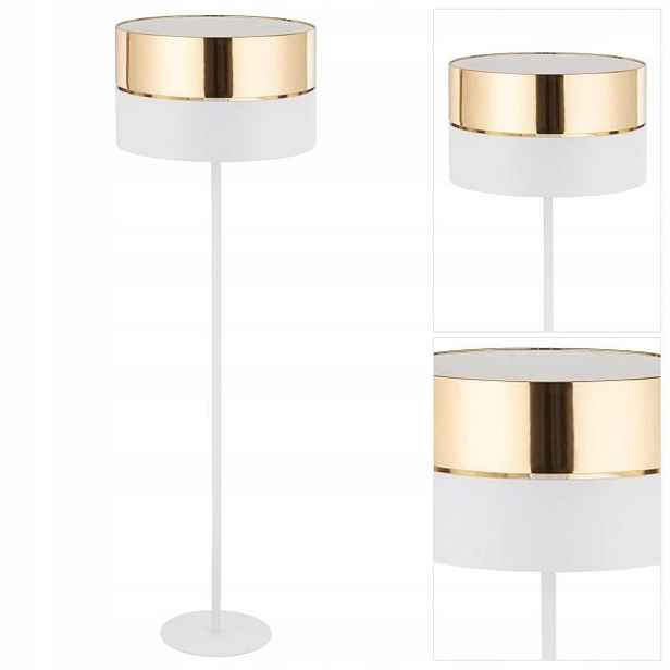 Bílá podlahová lampa Hilton v moderním provedení vedle křesla Tk Lighting