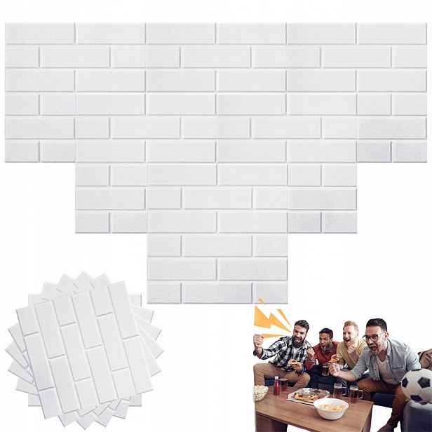 Sada 12 akustických panelů 30 x 30 cm bílých z netkané textilie pro kancelář