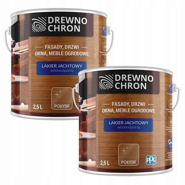 Set Drewnochron Jachtový 2x2,5L Lak Na Dřevo Bezbarvý Lesk 5L