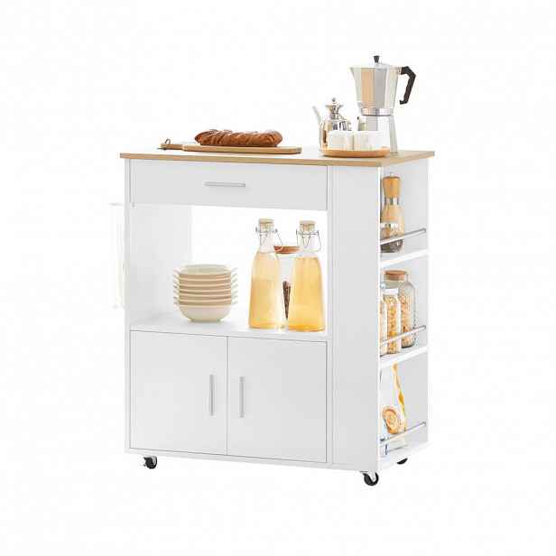 SoBuy KUCHYŇSKÝ VOZÍK s 1 zásuvkou Bílá 82x46x88cm Moderní