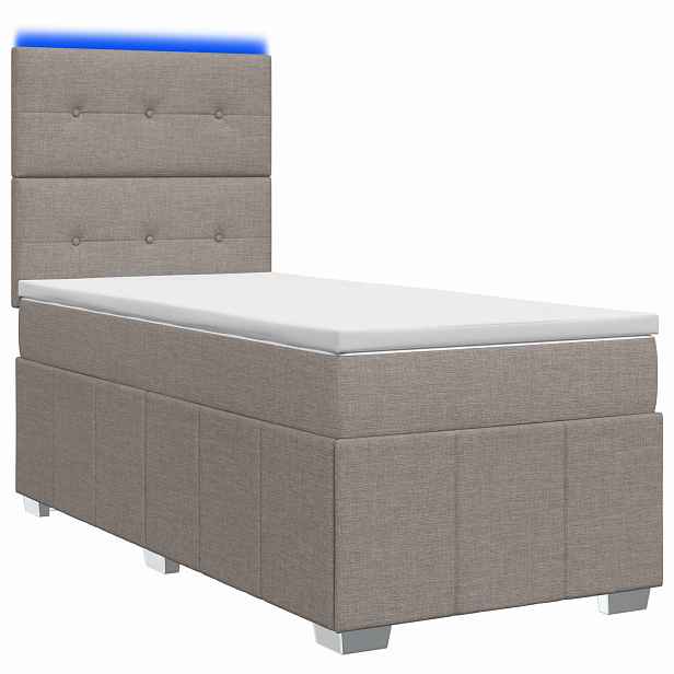 vidaXL LED rošt s matrací s LED pásky s čelo Taupe 100 x 200 cm Textil