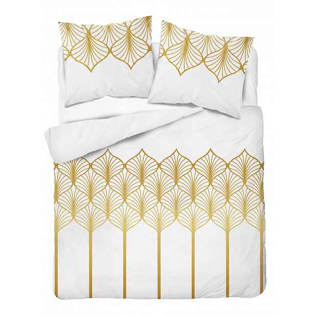 Povlečení zlaté vzory boho bílé 220x200 saténová bavlněná elegantní měkká