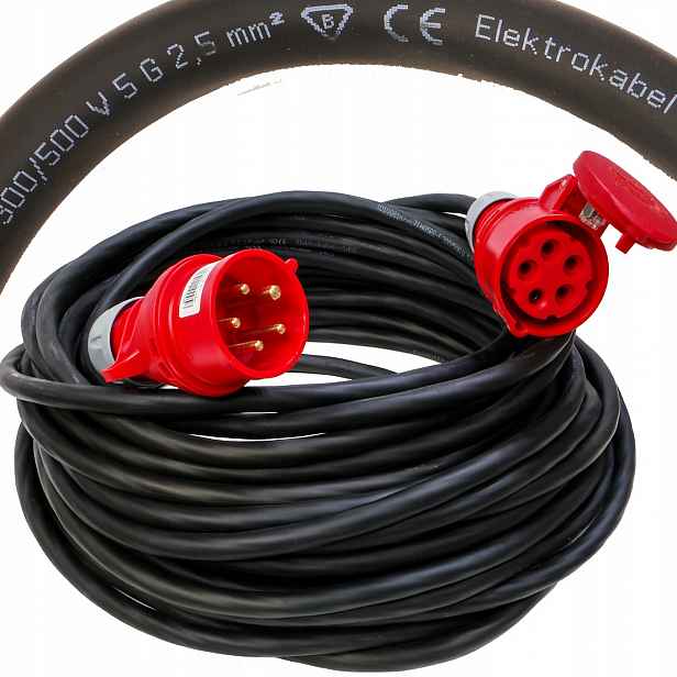 prodlužovací kabel stavební zásuvka 16A 5p gumový Ow 5x2,5 22 m