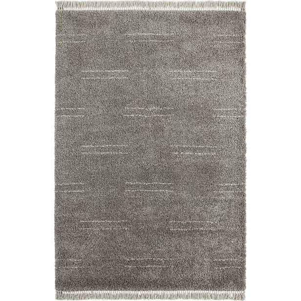 Šedo krémový hrubý koberec shaggy do obývacího pokoje, boho vzor s třásněmi 160 x 230 cm