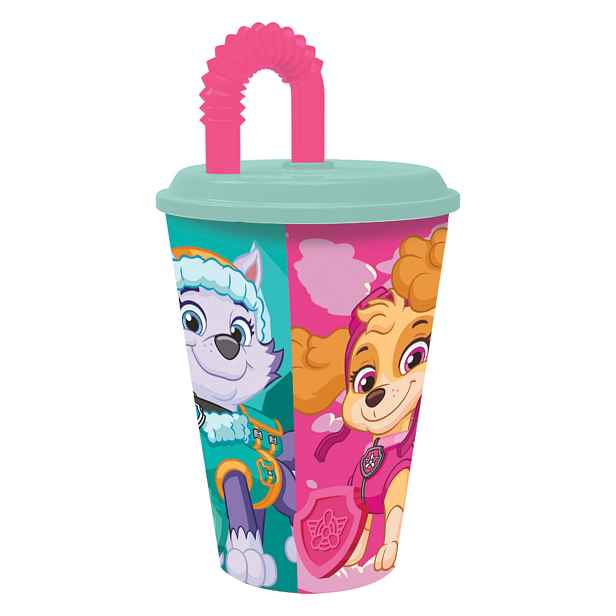 STOR Plastový kelímek s brčkem Paw patrol 430ml
