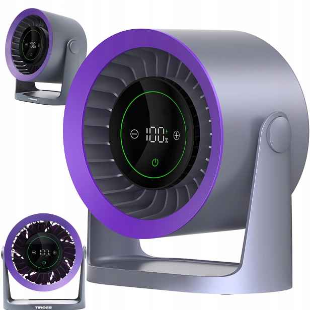 Ventilátor stolní akumulátorový ventilátor černo fialový A220