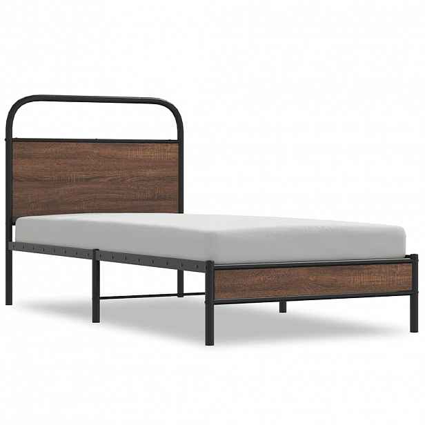 vidaXL Rám postele bez matrace 100x200 cm hnědý dub kompozitní dřevo