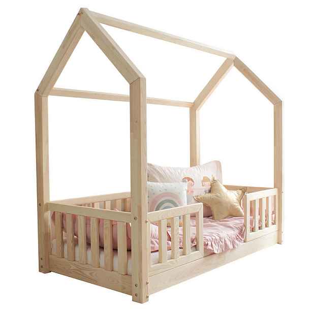 Petits-meubles DOMEČKOVÁ POSTEL 90/190 Daisy Přírodní dřevo