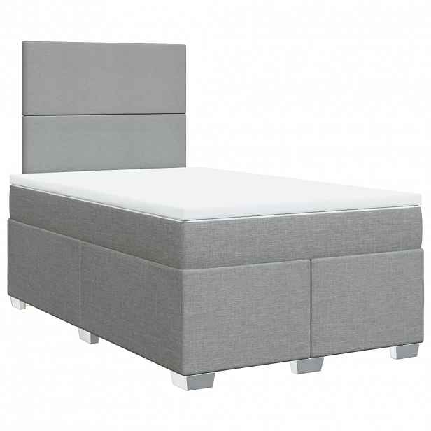 vidaXL Box spring postel s matrací světle šedá 120 x 200 cm textil