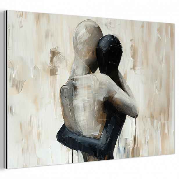 MuchoWow KOVOVÝ OBRAZ Abstraktní - Láska - Černobílé - Moderní 90x60 cm