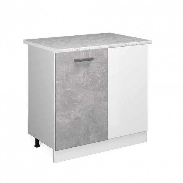 Vicco UNIVERZÁLNÍ ROHOVÁ SKŘÍŇ R-Line Beton 86 cm s dvířky, s pracovní deskou