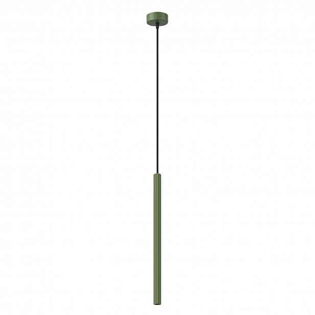 Závěsná lampa Arche 1 zelená olivová Osvětlení trubka tenká tuba Sollux G9