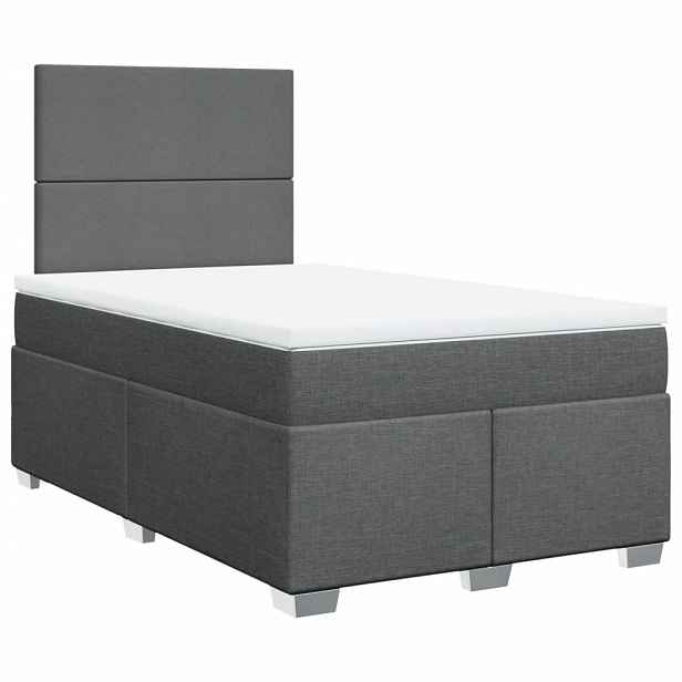vidaXL Box spring postel s matrací tmavě šedá 120x200 cm textil
