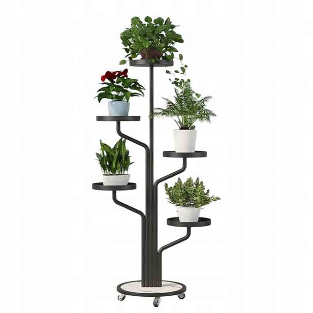 Držák Na Květináč, Regál, Stojan na květiny Kovový Kulatý na kolečkách 130Х40 cm