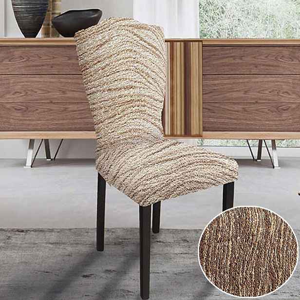 Napínací potah bielastický UNIVERSO NOVÉ žíhané hnědé židle s opěradlem 2 ks 45 x 45 x 50 cm