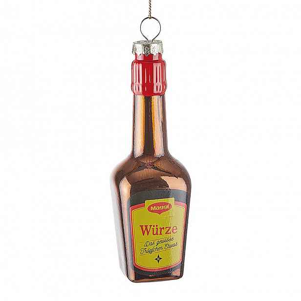 HANG ON Skleněná ozdoba lahev maggi
