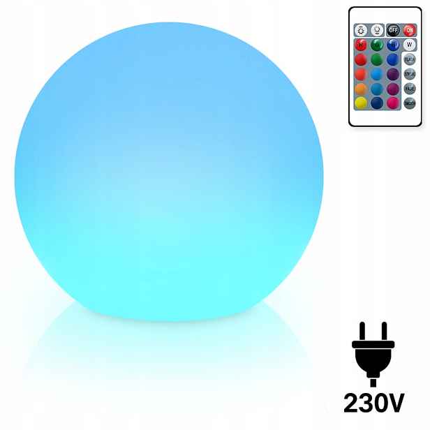 Led Zahradní Lampa 230V Rgb koule 30 cm zapichovací bílá celoroční