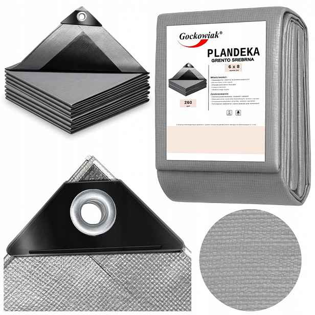 Plachta 6x8 m stříbrná Grento 260GSM