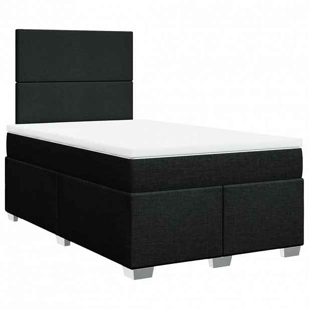 vidaXL Box spring postel s matrací černá 120x200 cm textil