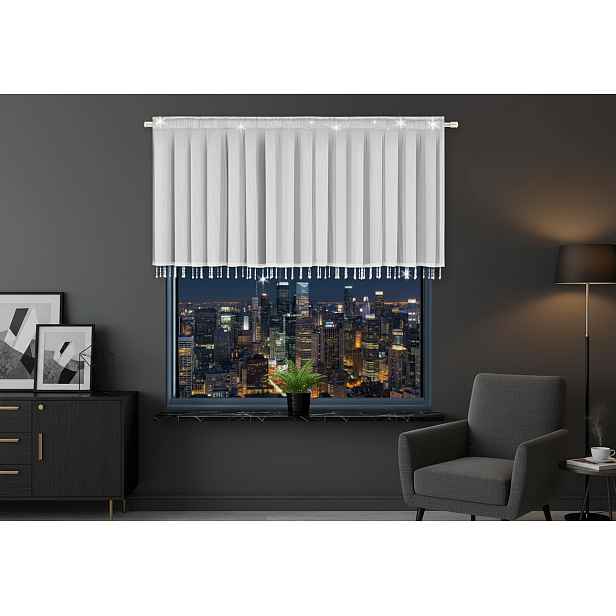 Krátká záclona se zirkony BRITANY bílá 200x90 cm