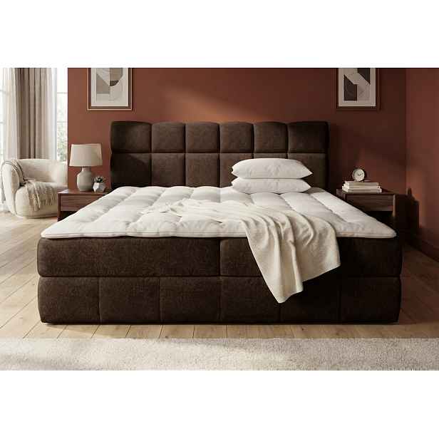 Manželská postel s úložným prostorem 140x200 VAFLIA - tmavě hnědá