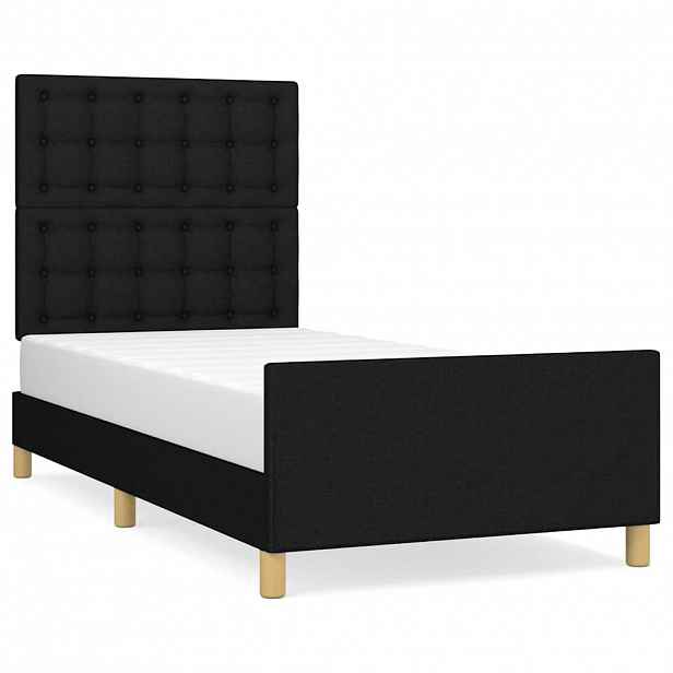 vidaXL Rám postele s čelem černý 90x190 cm textil