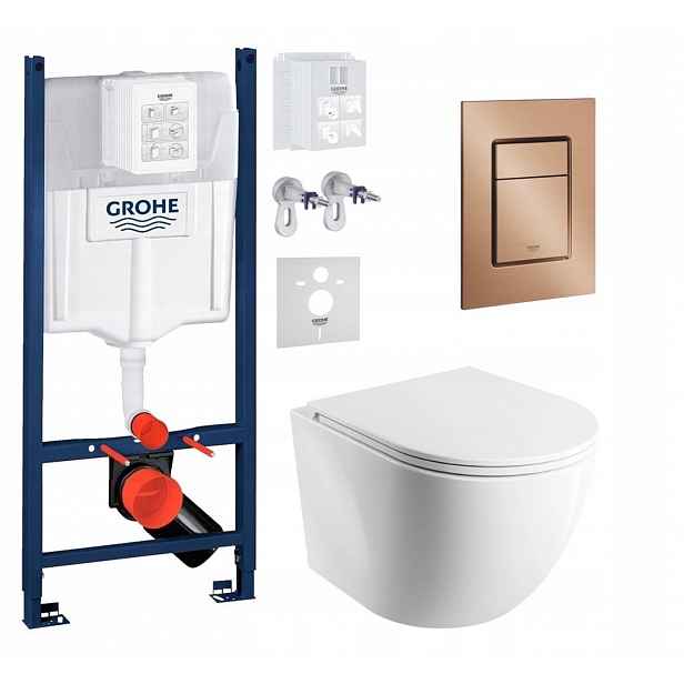 Wc stojan Grohe Rapid s mísou Wc Cspmwbp a tlačítkem kartáčovaná měď