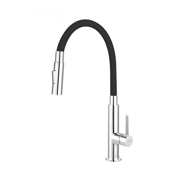 Dřezová baterie Novaservis se silikonovým ramínkem, 2 proudy černá/chrom 70730,0C