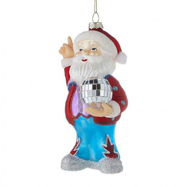 HANG ON Skleněná ozdoba Santa a disko